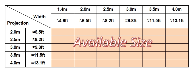 Car side awning size