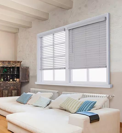 2 Inch Cordless Gray Faux Wood Blinds