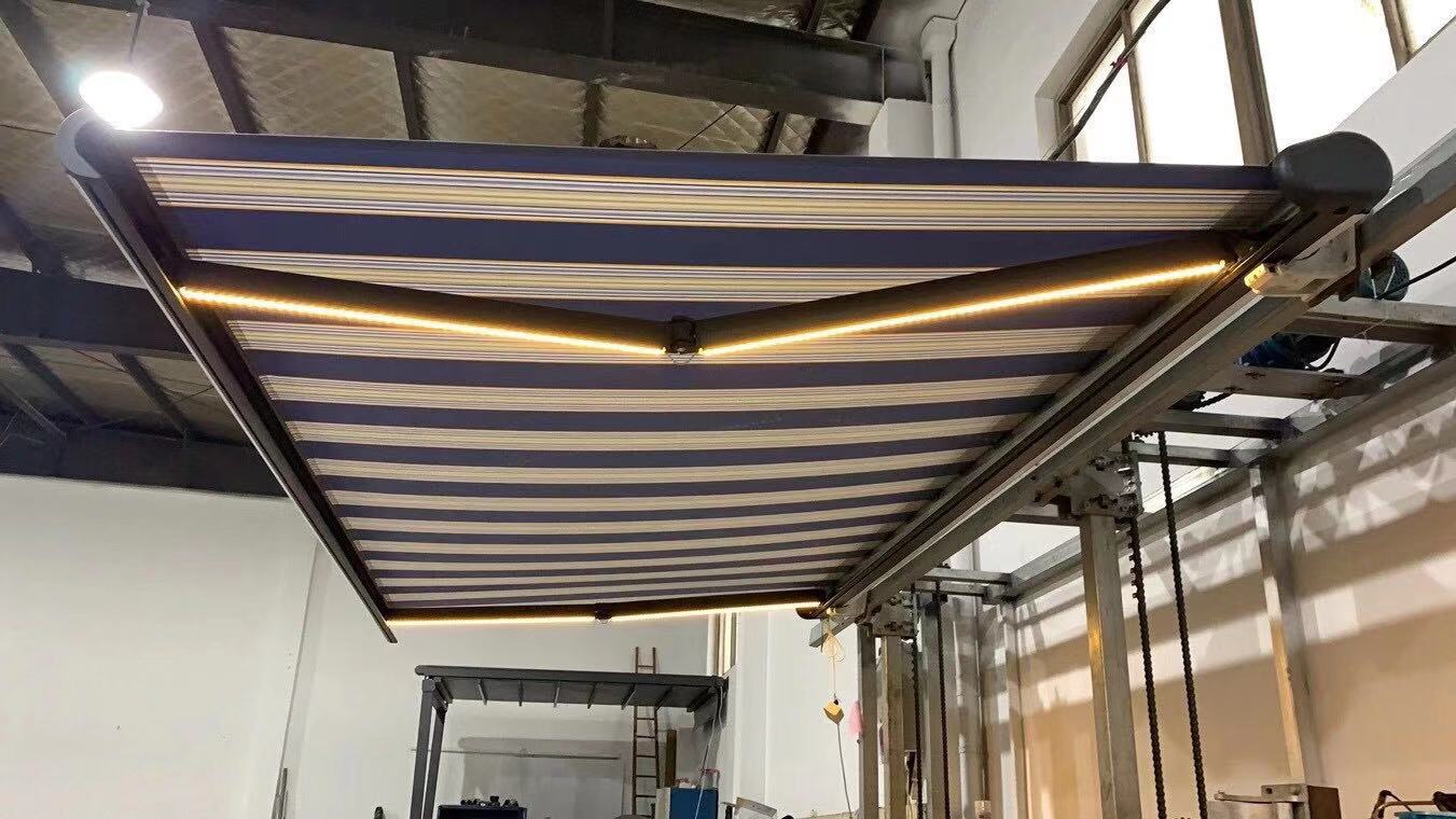 charcoal color full cassette awning with LED 