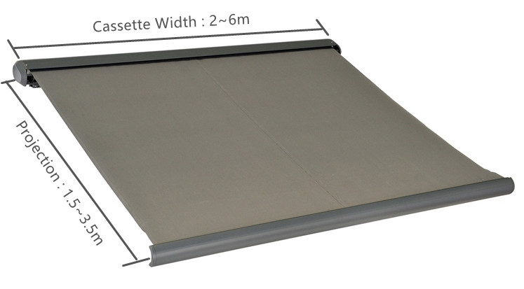 Charcoal color full cassette awning size 