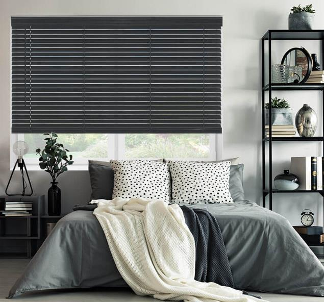 2 Inch Black Faux Wood Blinds - DS Shading