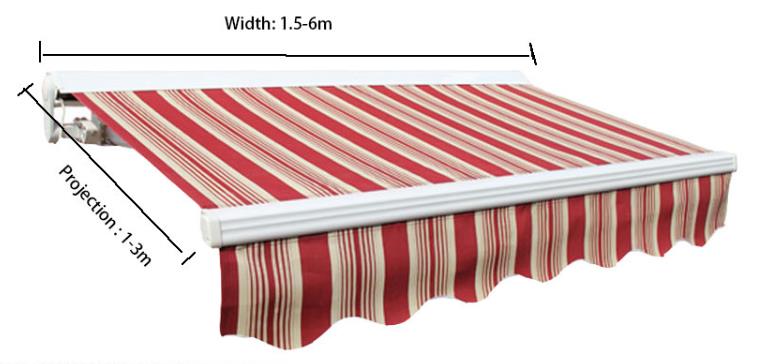 semi cassette awning size